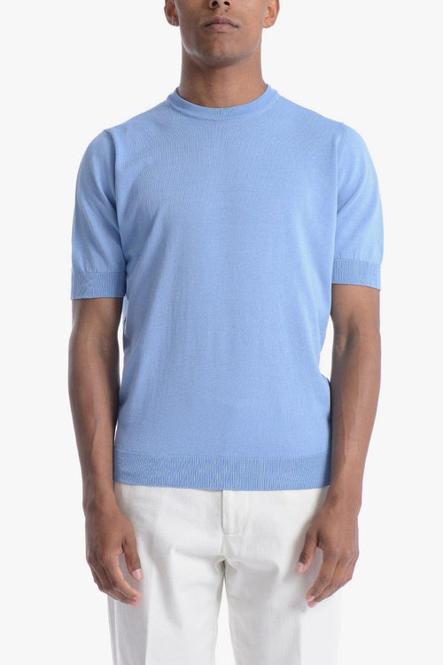Uomo Maglia Azzurro Girocollo