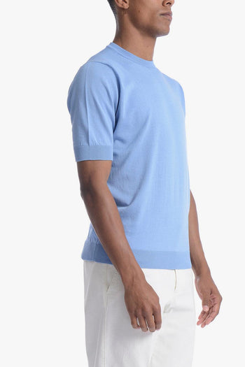 Uomo Maglia Azzurro Girocollo - 3