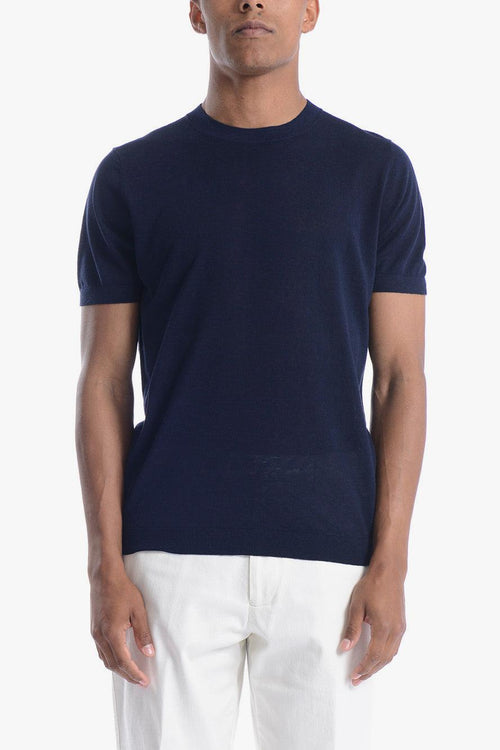 Uomo Maglia Blu a Maniche Corte