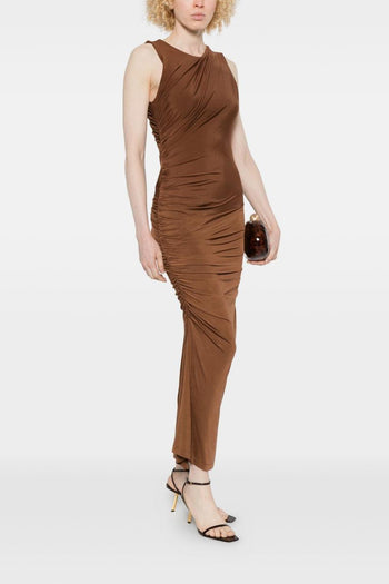 Abito Plissettato Donna Marrone - 3