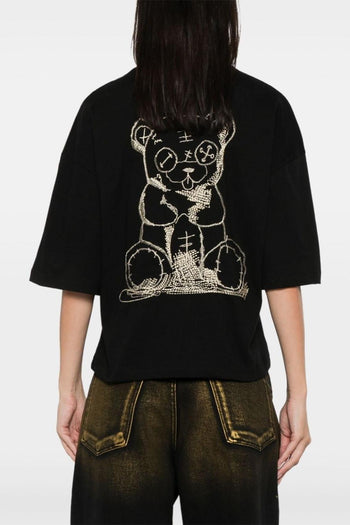 T-shirt Nero Donna ricamo Teddy Bear posteriore - 3