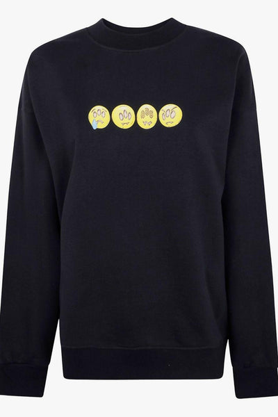 Felpa Nero Unisex Stampa Emoji