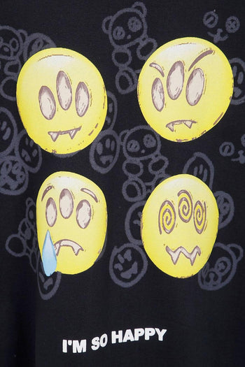 Felpa Nero Unisex Stampa Emoji - 3