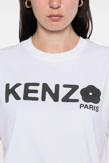 T-shirt Bianco Donna Stampa Logo Fiore - 4