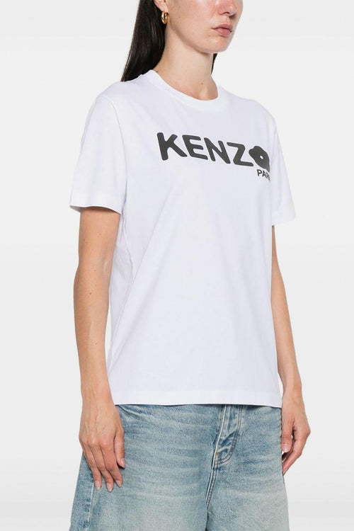 T-shirt Bianco Donna Stampa Logo Fiore