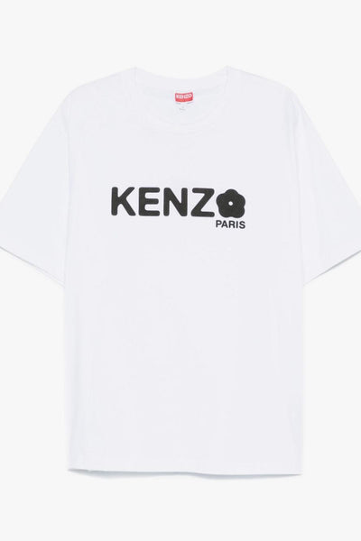 T-shirt Bianco Uomo Stampa Logo Fiore