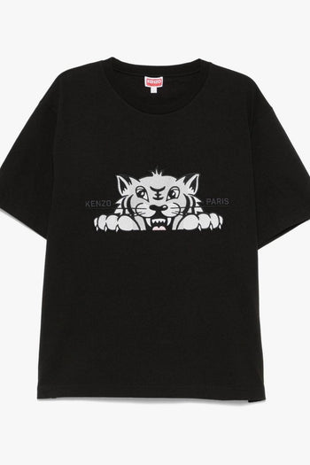 T-shirt Nero Uomo Stampa Tigre - 4
