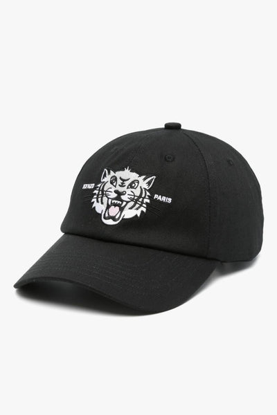 Cappello Nero Uomo Ricamo Tigre