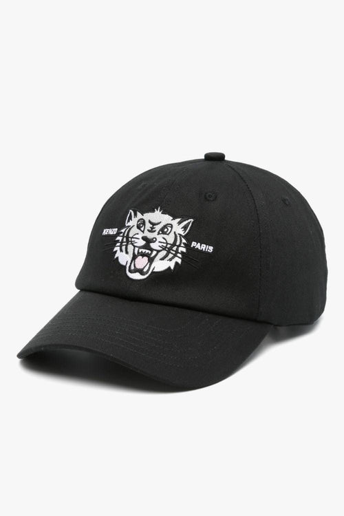 Cappello Nero Uomo Ricamo Tigre
