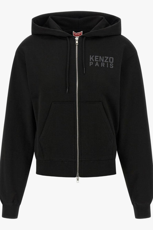 Felpa Nero Donna Cappuccio e Zip