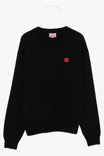 Maglia Nero Donna Micro Ricamo Fiore - 5