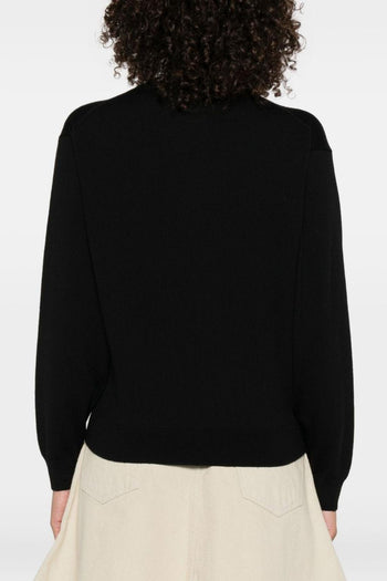 Maglia Nero Donna Micro Ricamo Fiore - 3