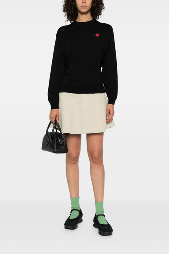 Maglia Nero Donna Micro Ricamo Fiore - 2