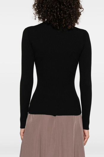 Top Nero Donna Ricamo Fiore Boke - 3