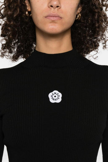 Top Nero Donna Ricamo Fiore Boke - 4