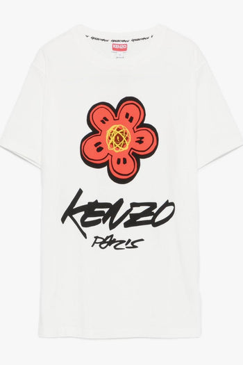 T-shirt Bianco Donna Logo con Fiore - 5