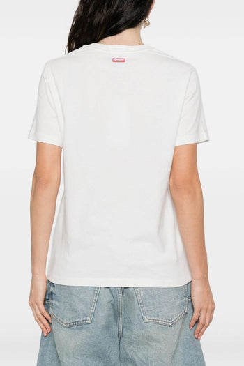 T-shirt Bianco Donna Logo con Fiore - 3