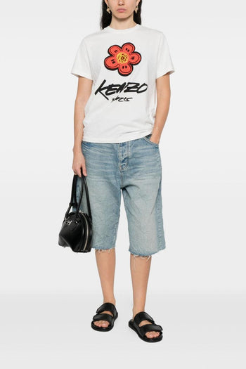 T-shirt Bianco Donna Logo con Fiore - 2