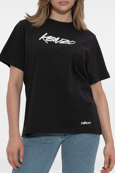 T-shirt Nero Donna Stampa Logo Anteriore