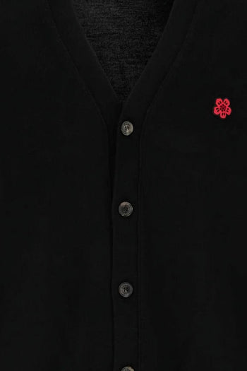 Cardigan Nero Uomo Micro Fiore Boke - 4