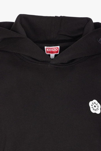 Felpa Nero Uomo Cappuccio con Fiore Posteriore - 2