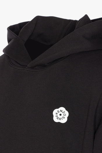 Felpa Nero Uomo Cappuccio con Fiore Posteriore - 3