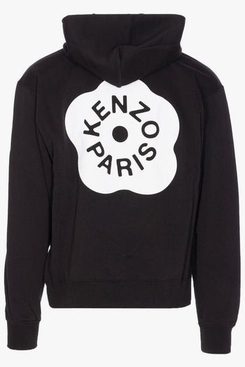 Felpa Nero Uomo Cappuccio con Fiore Posteriore - 4