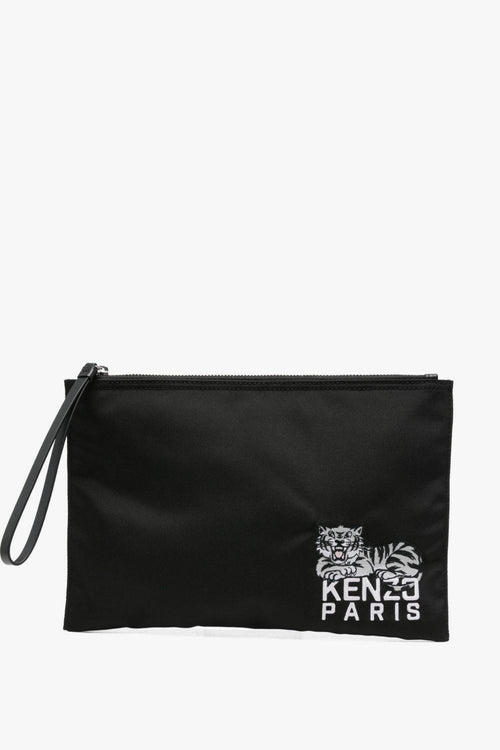 Clutch Nero Uomo Ricamo Tigre