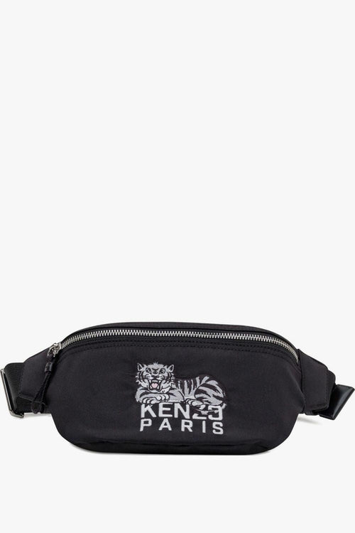 Marsupio Nero Uomo Ricamo Tigre