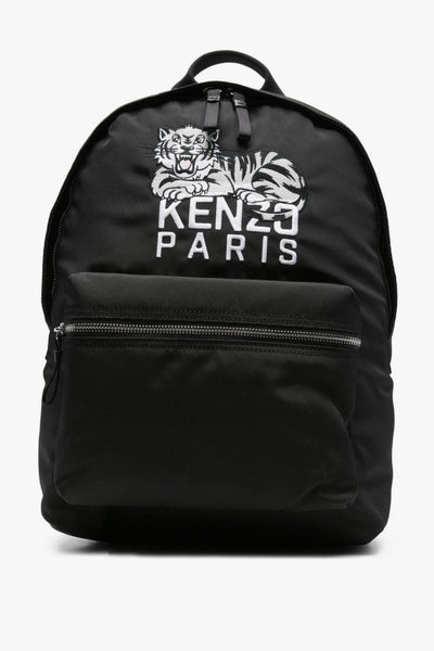 Zaino Nero Uomo Ricamo Tigre