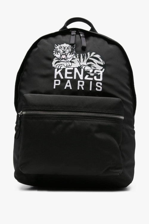 Zaino Nero Uomo Ricamo Tigre