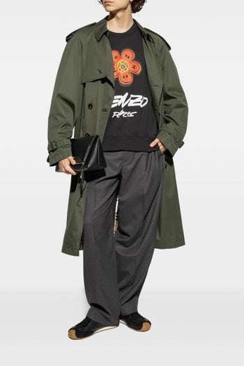 Felpa Nero Uomo Stampa Logo e Fiore Boke - 2