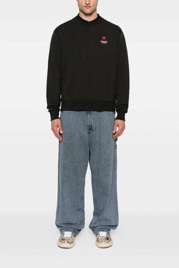 Felpa Nero Uomo Fiore Boke Posteriore - 2