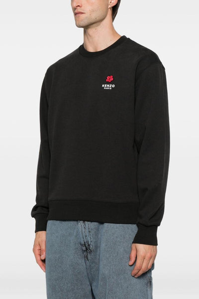 Felpa Nero Uomo Fiore Boke Posteriore