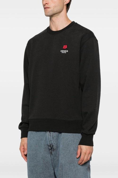 Felpa Nero Uomo Fiore Boke Posteriore