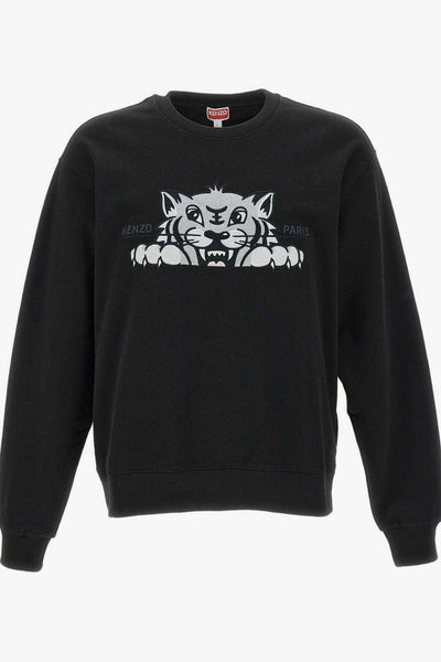 Felpa Nero Uomo Ricamo Tigre