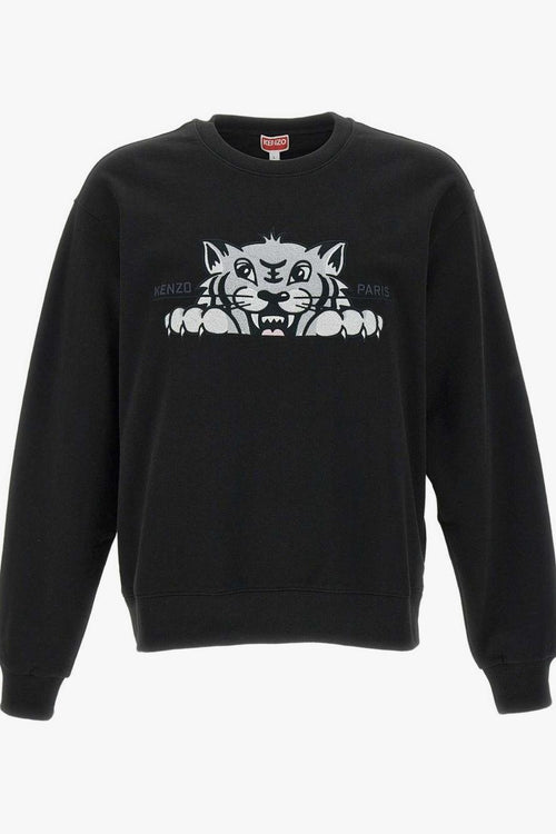Felpa Nero Uomo Ricamo Tigre