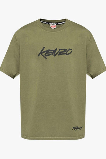 T-shirt Verde Uomo Stampa Logo Anteriore - 5