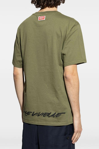 T-shirt Verde Uomo Stampa Logo Anteriore - 3
