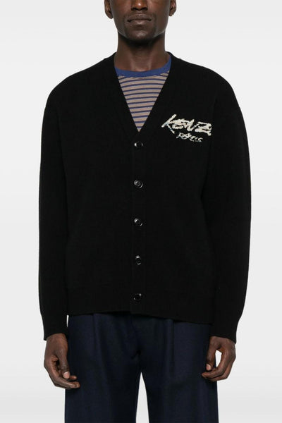 Cardigan Nero Uomo Fiori Posteriori