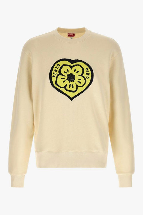 Felpa Stampa Cuore Uomo Beige