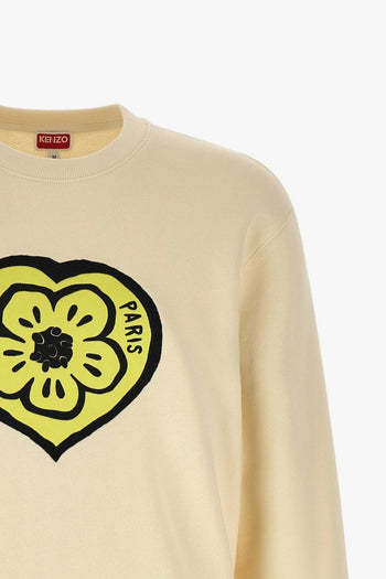 Felpa Stampa Cuore Uomo Beige - 3