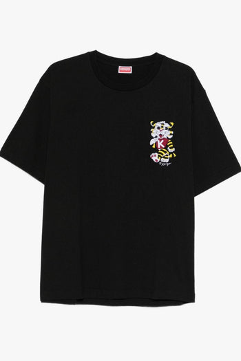 T-Shirt Ricamo Tigre Uomo Nero - 5