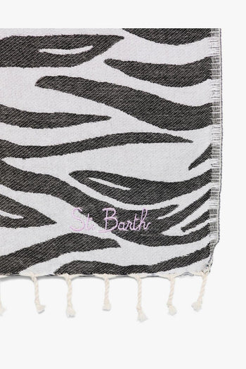 Saint Barth Telo Mare Foutas Zebrato Unisex Bianco-Nero - 3