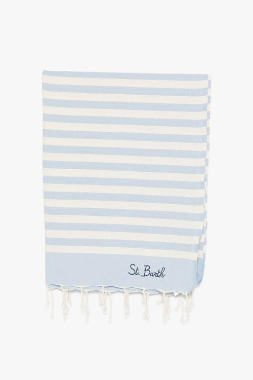 Saint Barth Telo Mare Foutas Righe Unisex Beige-Celeste