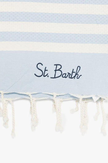 Saint Barth Telo Mare Foutas Righe Unisex Beige-Celeste - 2