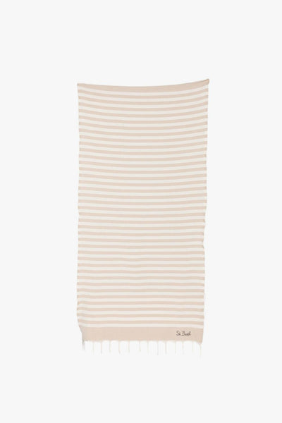 Saint Barth Telo Mare Foutas Righe Unisex Beige