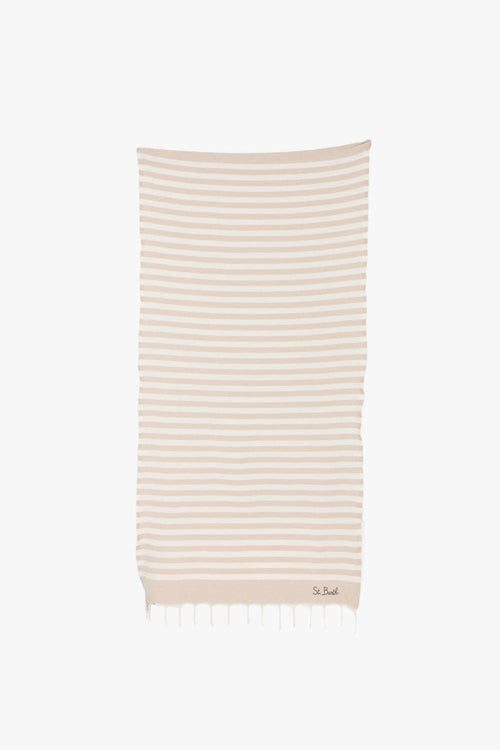 Saint Barth Telo Mare Foutas Righe Unisex Beige
