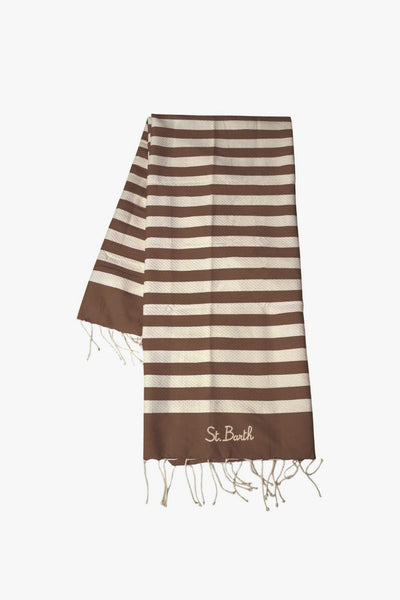 Saint Barth Telo Mare Foutas Righe Unisex Beige-Marrone