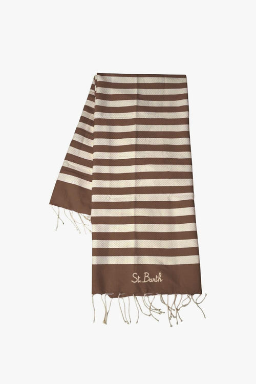 Saint Barth Telo Mare Foutas Righe Unisex Beige-Marrone